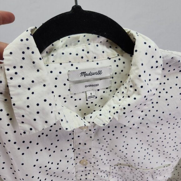 Madewell Shirt Womens Small Oversized Polka Dot Button Up Long Sleeve Top - Picture 9 of 15